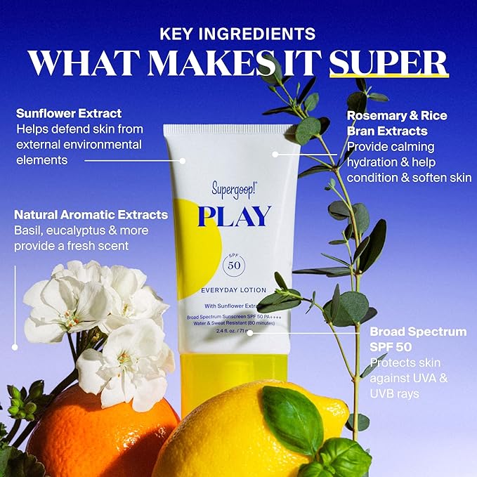 Supergoop! PLAY Everyday Lotion SPF 50 - Broad Spectrum Body & Face Sunscreen - Great for Active Days - Fast Absorbing, Water & Sweat Resistant - 5.5 fl oz - 2 Pack-FemmiqueWomen