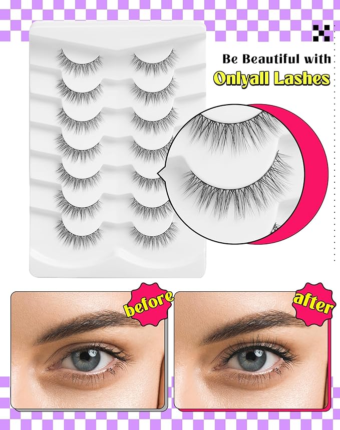 Onlyall Lashes Mink False Eyelashes Natural Wispy Lashes Soft Faux Mink Lashes Fluffy False Lashes DK72-FemmiqueWomen