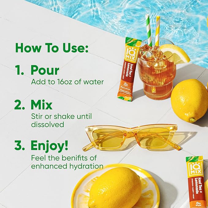IQMIX Hydration Electrolyte Powder – 4-in-1 Formula for Hydration, Mental Clarity, Mood and Recovery – Sugar-Free Drink Mix, Keto, Magnesium L-Threonate, Lion’s Mane – 20 Count New Iced Tea Lemonade-FemmiqueWomen