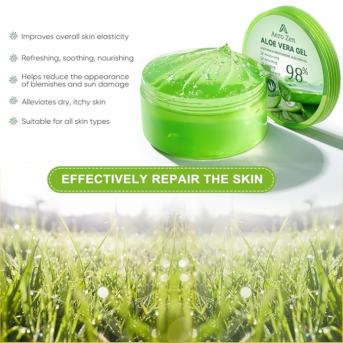 3-Pack Pure Aloe Vera Gel for Face & Body, 98% Pure Aloe Vera Gel for Skin, Scalp, & Hair, Soothing Aloe Face Moisturizer, Multipurpose Skin Care（30oz）-FemmiqueWomen