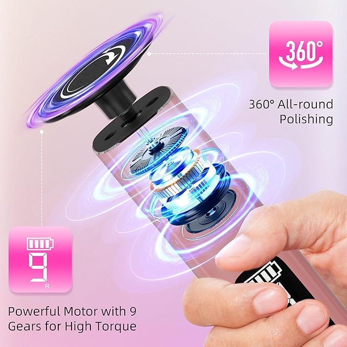 2 in 1 Electric Foot Callus Remover,9 Adjustable Speeds Rechargeable Electric Dead Skin Sander Pedicure Tools with Sandpaper Disk and Nail Drill Bits,Grinding Heads for Women&Men-FemmiqueWomen