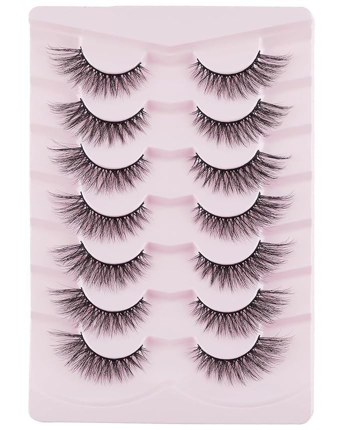 Cat Eye Lashes Soft Mink False Eyelashes Natural False Lashes Wispy Fake Lashes C Curl Faux Mink Lashes Fluffy False Lashes Pack 17MM-FemmiqueWomen