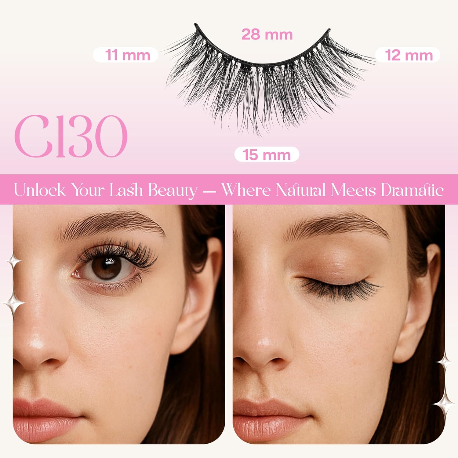 CALAILIS Self Adhesive Eyelashes 5 Pairs Natural Look Press On Lashes No Glue Need Eyelashes Reusable Cat Eye Wispy Self-adhesive False Lashes with Replacement Adhesive Strips (C130)-FemmiqueWomen