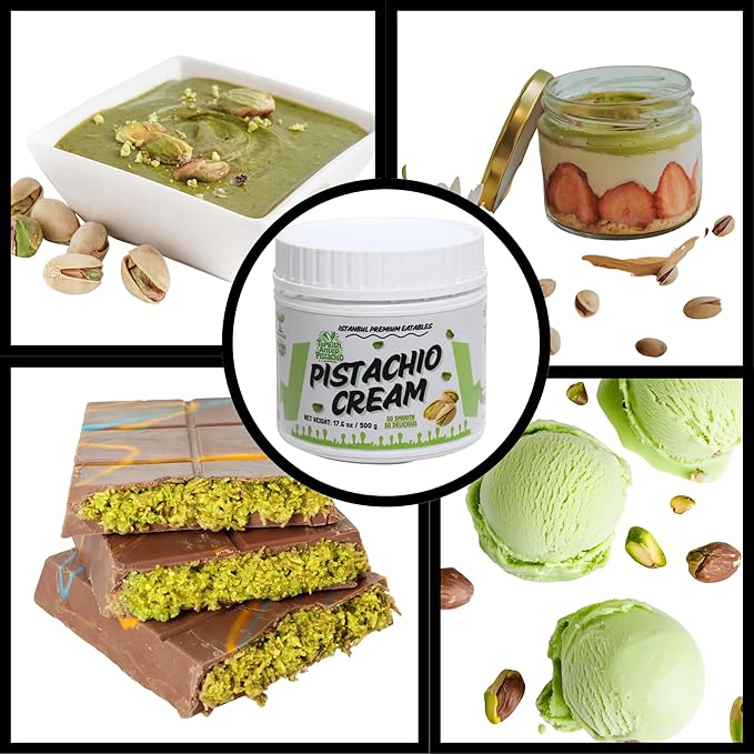 Istanbul Premium Pistachio Cream, Pistachios for Dubai Chocolate Bar, Cream for Dessert, Kataifi & Knafeh, Crema de Pistacho, Non-GMO,1.1 LB (500gr)-FemmiqueWomen