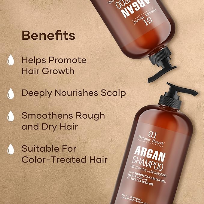 Botanic Hearth Argan Shampoo, Hydrating & Volumizing, Sulfate & Paraben Free, All Hair Types & Color Treated Hair, Men and Women 16 fl oz-FemmiqueWomen