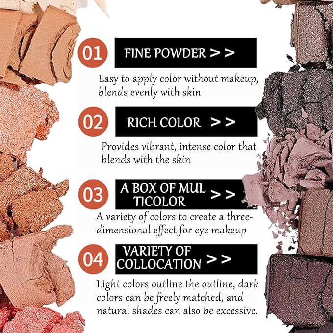 2 Pcs 12 Colors Eye Shadow Palette,Nude Matte Smokey Shimmer Glitter Eyeshadow Palette,Blendable Rich Colors,Waterproof Beauty Makeup Palette Kit with Double-Ended Makeup Brush(A+B)-FemmiqueWomen