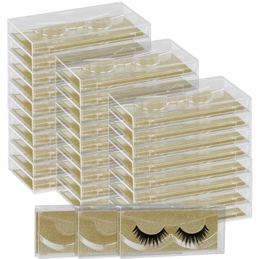 Empty Lash Boxes, 30 Pack Customizable False Eyelash Packaging Cases Bulk Storage Containers, Premium Display and Protection (Yellow)-FemmiqueWomen