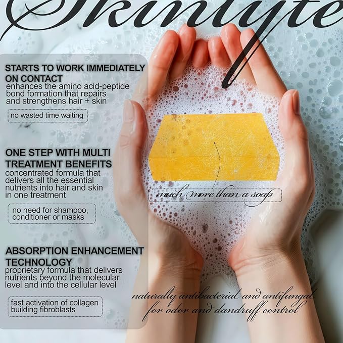 Natural Hair & Whole Body Bar Soap -Hair & Skin Treatment- Keratin & Collagen Peptides | Hair: Promotes Growth, Repair, Strength, Volume | Skin: Anti-Aging, Firm, Elasticity w/Organic Sulfur-FemmiqueWomen