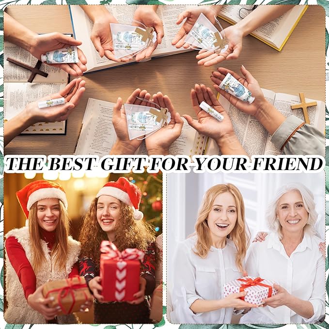 144 Pcs Christian Lip Balm Hand Cream Set Party Favors, Include 36 Bible Lip Balm 36 Moisturizing Hand Cream 36 Bags 36 Cards and Ropes for Accessories Gifts (Biblical, Cross)-FemmiqueWomen