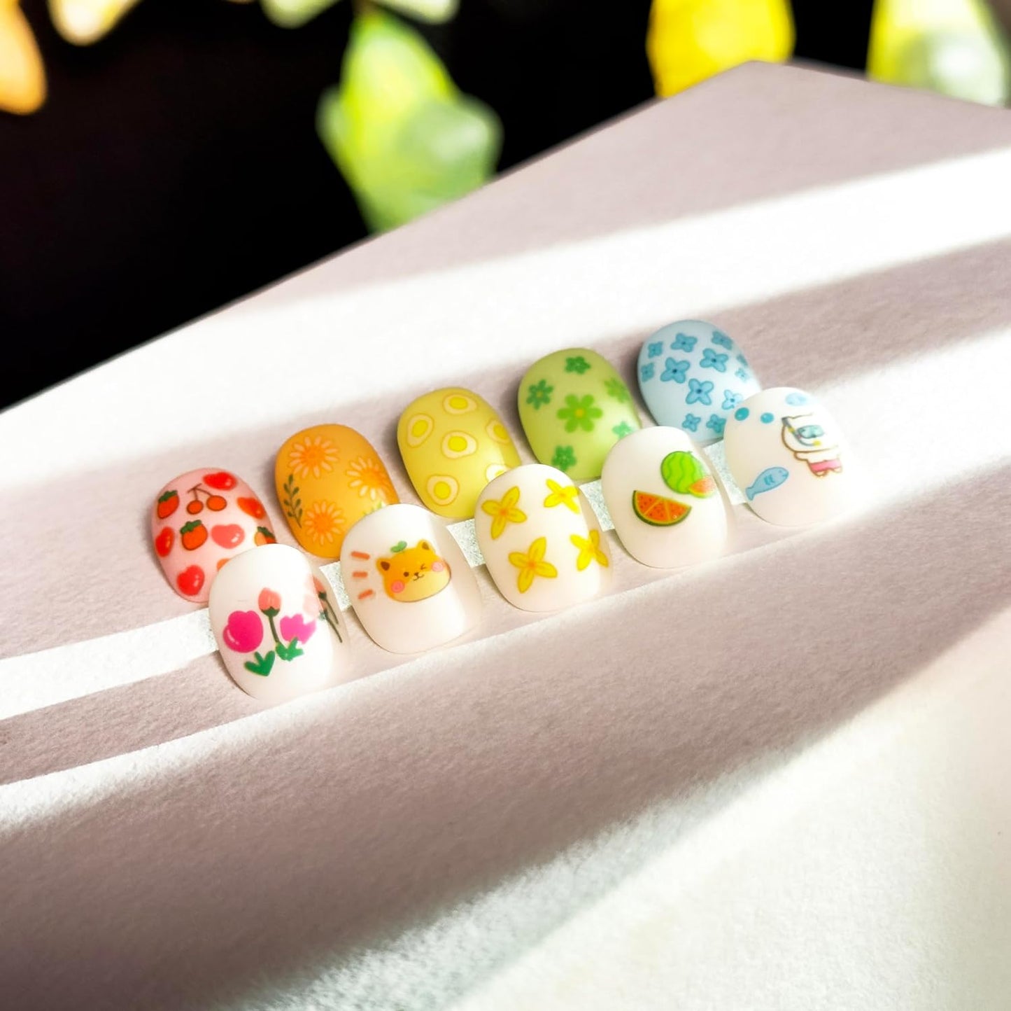 15 Sheets of Nail Stickers for Kids - 735 Cute Nail Stickers - Nail Decals for Girls - Flower, Bunny, Unicorn, Bear, Fruits | Glow in The Dark-FemmiqueWomen