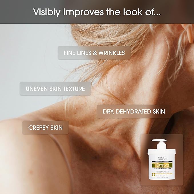 Advanced Clinicals Retinol Cream + Hyaluronic Acid Lotion Face & Body Skin Care. Anti Aging Dry Skin Rescue Creams Reduce Appearance Of Wrinkles, Fine Lines, & Sagging Skin, 16 Oz (Pack of 2)-FemmiqueWomen