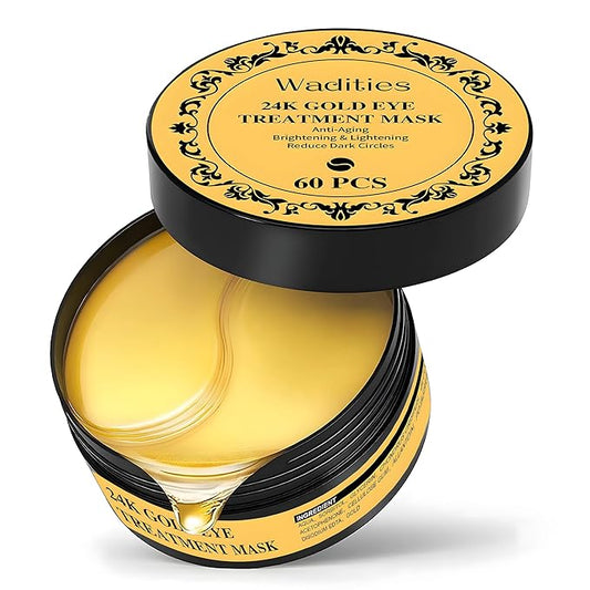24k Gold Under Eye Patches, Eye Masks for Puffy Eyes 60 pcs, for Dark Circles and Puffiness, Hydrating Eye Mask Skincare, Eye Gel Pads for Eye Bags and Wrinkles Under Eye Treatment-FemmiqueWomen