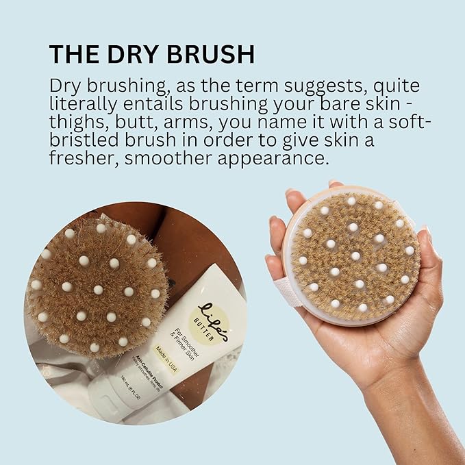 Life's Butter Anti-Cellulite Cream with L-Carnitine, Coenzyme Q10 | Skin Smoothening Natural Product | Fights Cellulite and Stretch Marks | 6 fl oz (Scent-Free) + Dry Brush-FemmiqueWomen