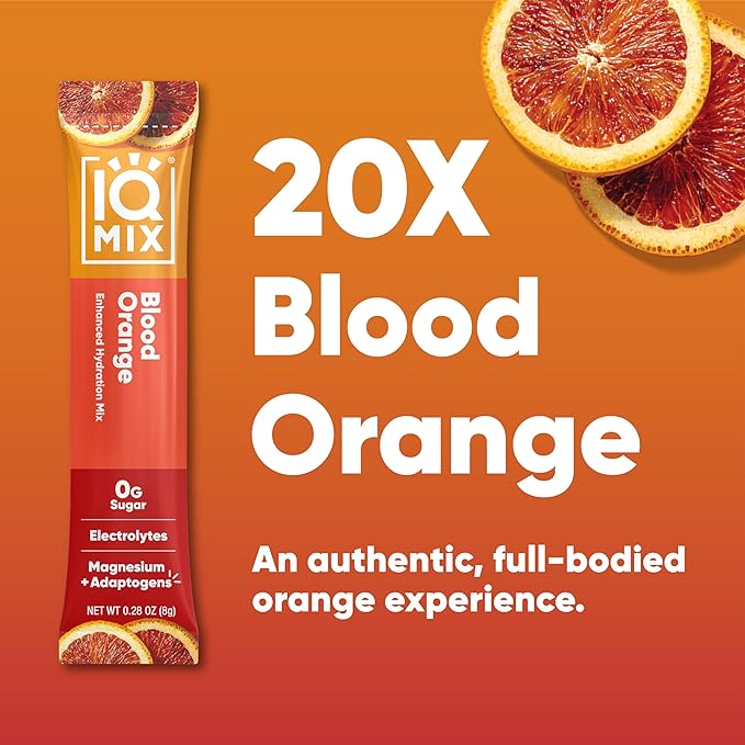 IQMIX Hydration Electrolyte Powder – 4-in-1 Formula for Hydration, Mental Clarity, Mood and Recovery – Sugar-Free Drink Mix, Keto, Magnesium L-Threonate, Lion’s Mane – 20 Count Blood Orange-FemmiqueWomen