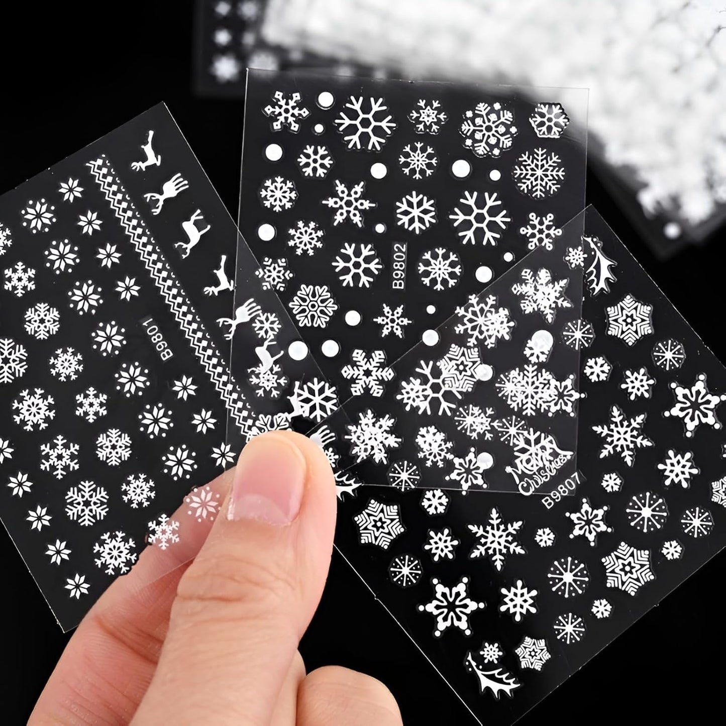 30 Sheets Christmas Nail Art Stickers Decals 3D Self-Adhesive Snowflake Nail Stickers White Snowmen Santa Claus Elk Nail Supplies New Year DIY Nail Decals-FemmiqueWomen