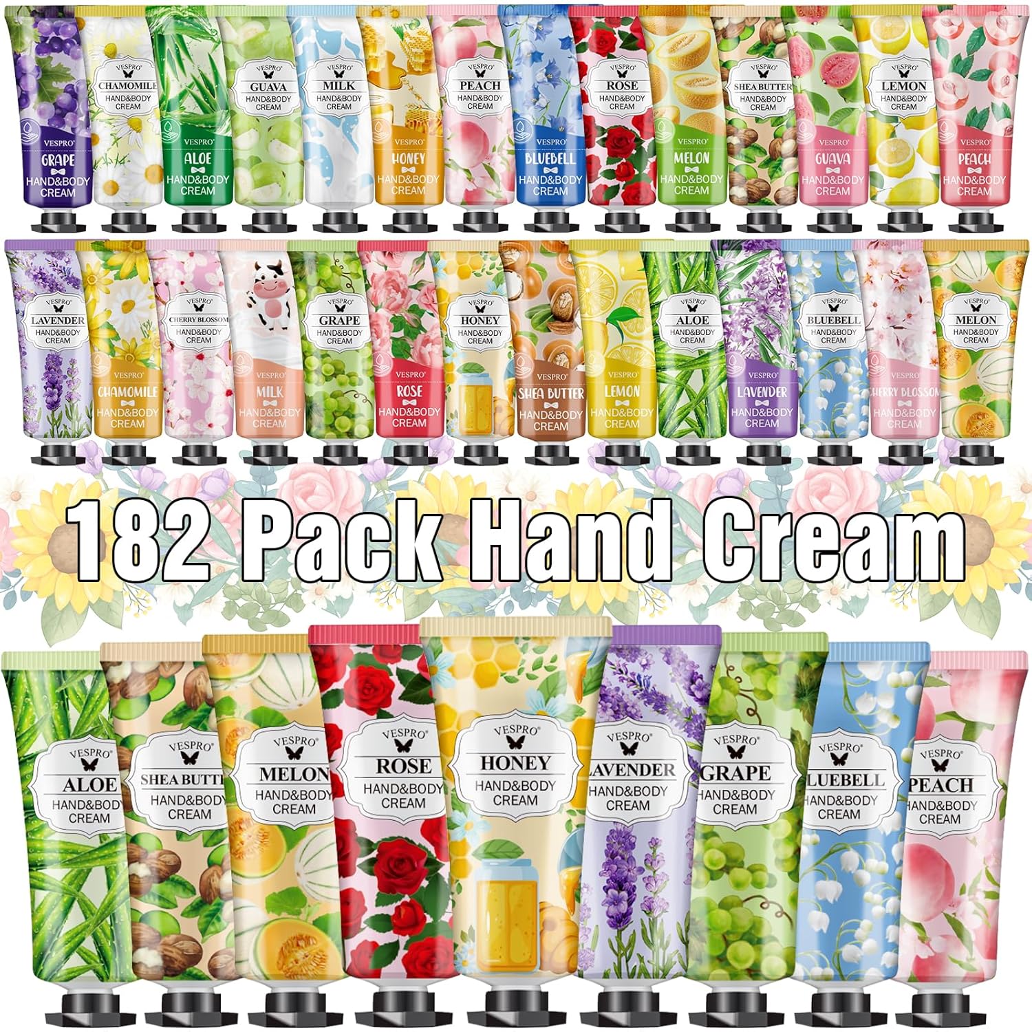 182 Pack Hand Cream Set For Women, Hand Lotion for Bridal Shower Favors, Thank You Gifts, Bridesmaid Gifts, Birthday Gifts and Small Gifts for Women, Hand Lotion Travel Size for Dry Cracked Hands-FemmiqueWomen