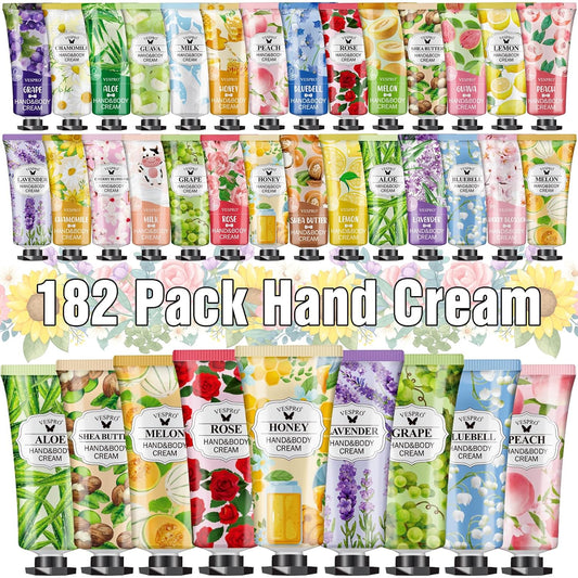182 Pack Hand Cream Set For Women, Hand Lotion for Bridal Shower Favors, Thank You Gifts, Bridesmaid Gifts, Birthday Gifts and Small Gifts for Women, Hand Lotion Travel Size for Dry Cracked Hands-FemmiqueWomen