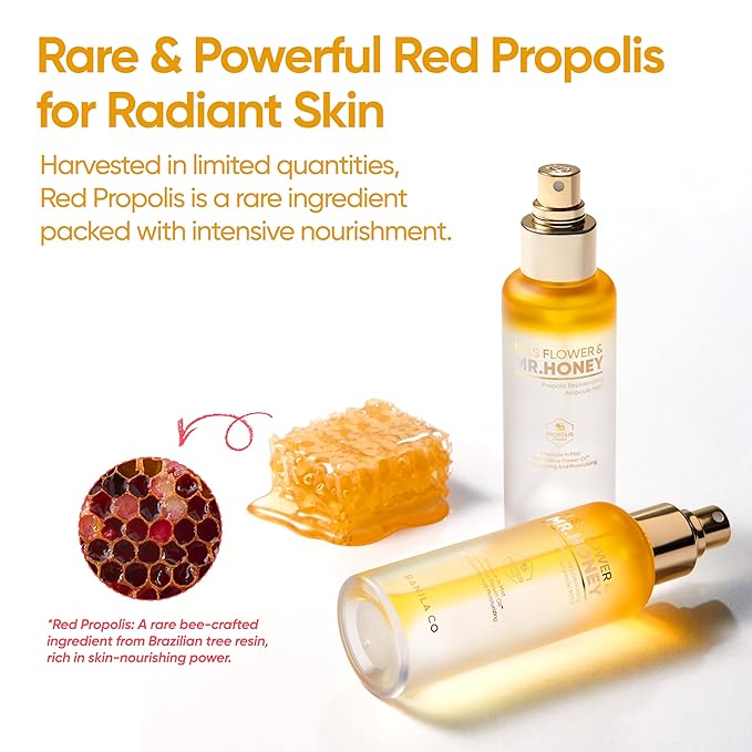 BANILA CO Miss Flower & Mr Honey Propolis Ampoule Mist | Nourishing Skin Double Layer & Moisturizing Makeup Fixer Setting Spray | Hydration Boost, Radiant Glow Serum (99ml / 3.34 fl oz)-FemmiqueWomen