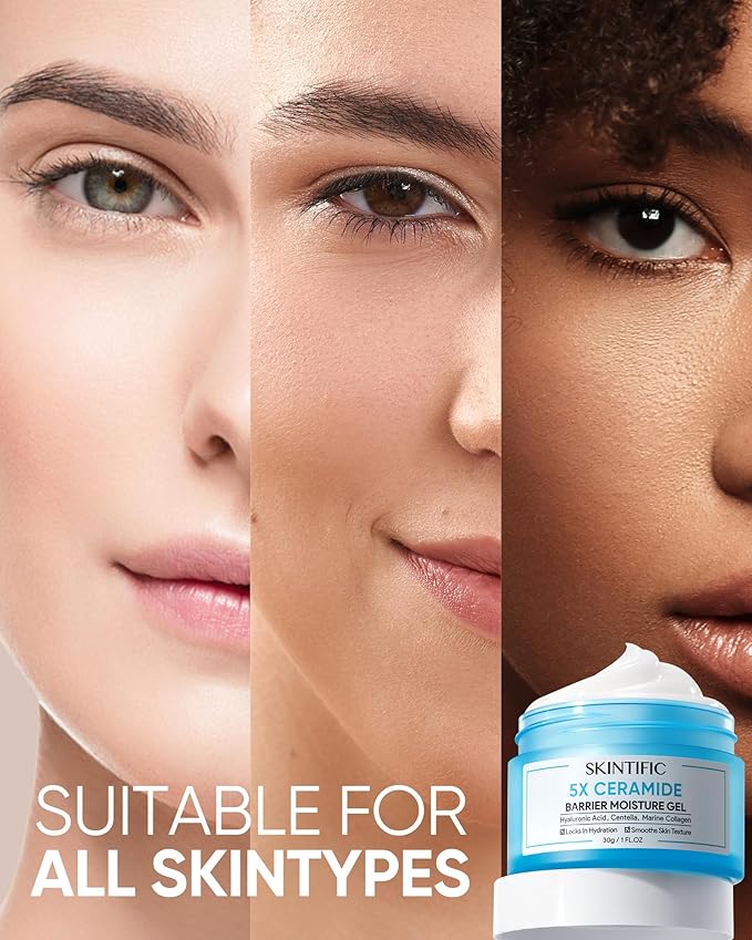 5X Ceramides Moisture Barrier Cream, Hydrating Skin Barrier Repair Face Moisturizer for All Skin Types with Hyaluronic Acid & Centella, Daily Moisturizer, Non-Comedogenic-FemmiqueWomen