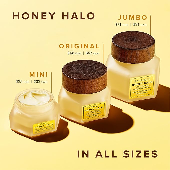 Farmacy Ceramide Face Moisturizer - Honey Halo Hydrating Facial Moisturizer for Dry Skin - Plumps, Soothes + Restores Skin with Potent Ceramides + Buckwheat Honey for a Dewy, Healthy Glow (50ml)-FemmiqueWomen