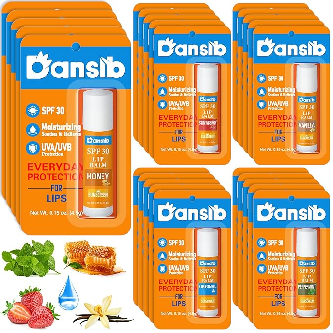 25 Pcs Sunscreen Lip Balms Bulk SPF 30 Lip Balms Stick with Sunscreen Employee Staff Appreciation Gifts Bulk Team Coworkers Christmas Party Gifts for Outdoor Travel Beach-FemmiqueWomen