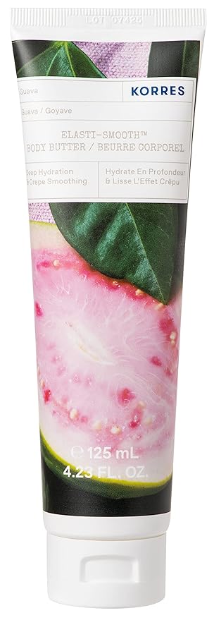 KORRES Elasti-Smooth Body Butter Cream, Dry Skin Lotion with Shea Butter and Almond Oil, Moisturizing, Firming, Tightening and Hydrating After Shower Care For Women & Men, Guava Fragrance, 4.23 Fl Oz-FemmiqueWomen