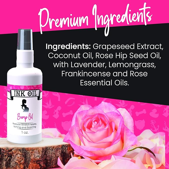 Ink Oil Bump Oil Stretch Mark Treatment | Baby Bump Essentials | Scar Removal | Pregnancy Must Haves First Trimester | Maternity Care | Ink - Bio Oil Stretch Marks Pregnancy | Advanced Skincare-FemmiqueWomen