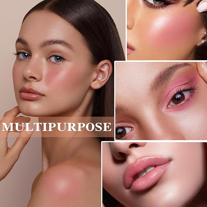 3 Colors Blush Palette,Matte Contour Makeup Blush for Cheeks,Waterproofing Highly Pigmented Face Cheek Blusher with Make Up Brush A12-FemmiqueWomen