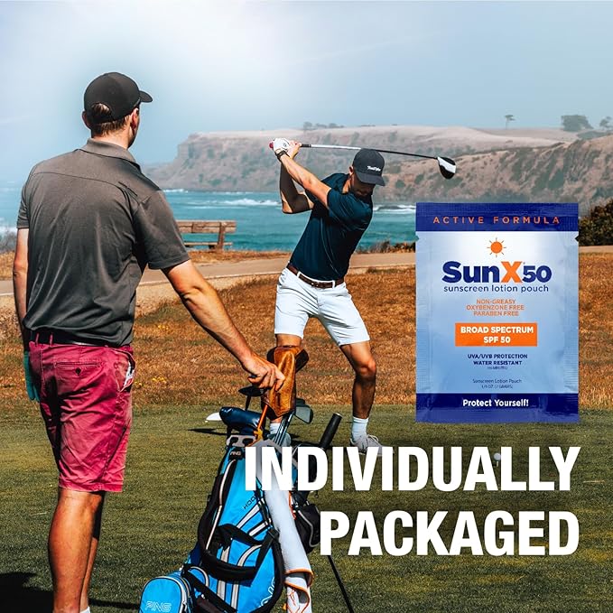 CoreTex Sun X 50 SPF Broad Spectrum Sunscreen Packets with Resealable Travel Bag - Pack of 15 Paraben, Oxybenzone, Octinoxate, & Oil Free Sunscreen - Water & Sweat Resistant Up to 80 Minutes-FemmiqueWomen