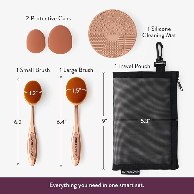 Premium Sunscreen Brush Set – Kids & Baby Sunblock Applicator with Metal Handles, Travel Bag, 2 Brushes, 2 Caps, & Cleaning Mat – Rose Gold – Mess-Free Sun Care (2 Pack) (Rose Gold)-FemmiqueWomen