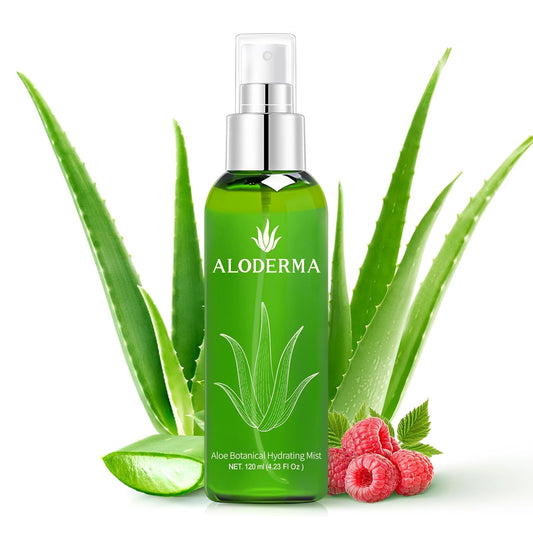 Aloderma Aloe Botanical Hydrating Mist Made with 82% Organic Aloe Vera - Soothing, Moisturizing, Lightweight Facial Spray with Panthenol - Refreshes, Invigorates Skin Throughout the Day, 120ml/4.23Oz-FemmiqueWomen
