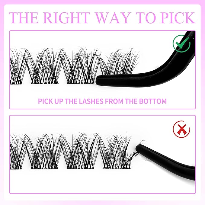 VEYESBEAUTY Lash Clusters Kit Individual Eyelash Extensions Thin & Invisible Band DIY False Eyelashes Newbie's Five-Second Series Wispy Lash Tray, LuxeBold KIT with Bond&Seal Remover Applicator-FemmiqueWomen