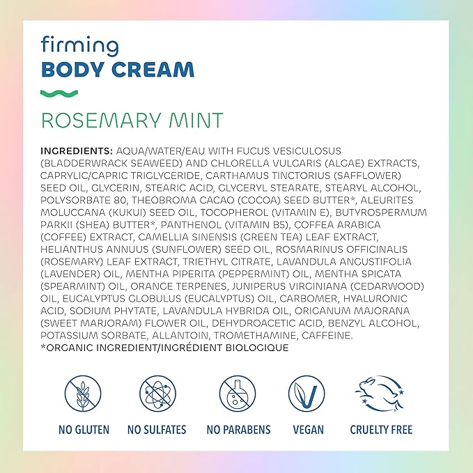 Seaweed Bath Co. Firming Body Cream - Rosemary Mint - Hydrating Hand and Body Lotion with Hyaluronic Acid - Toning Skin Moisturizer for Dry Skin - 6 oz (Pack of 2)-FemmiqueWomen