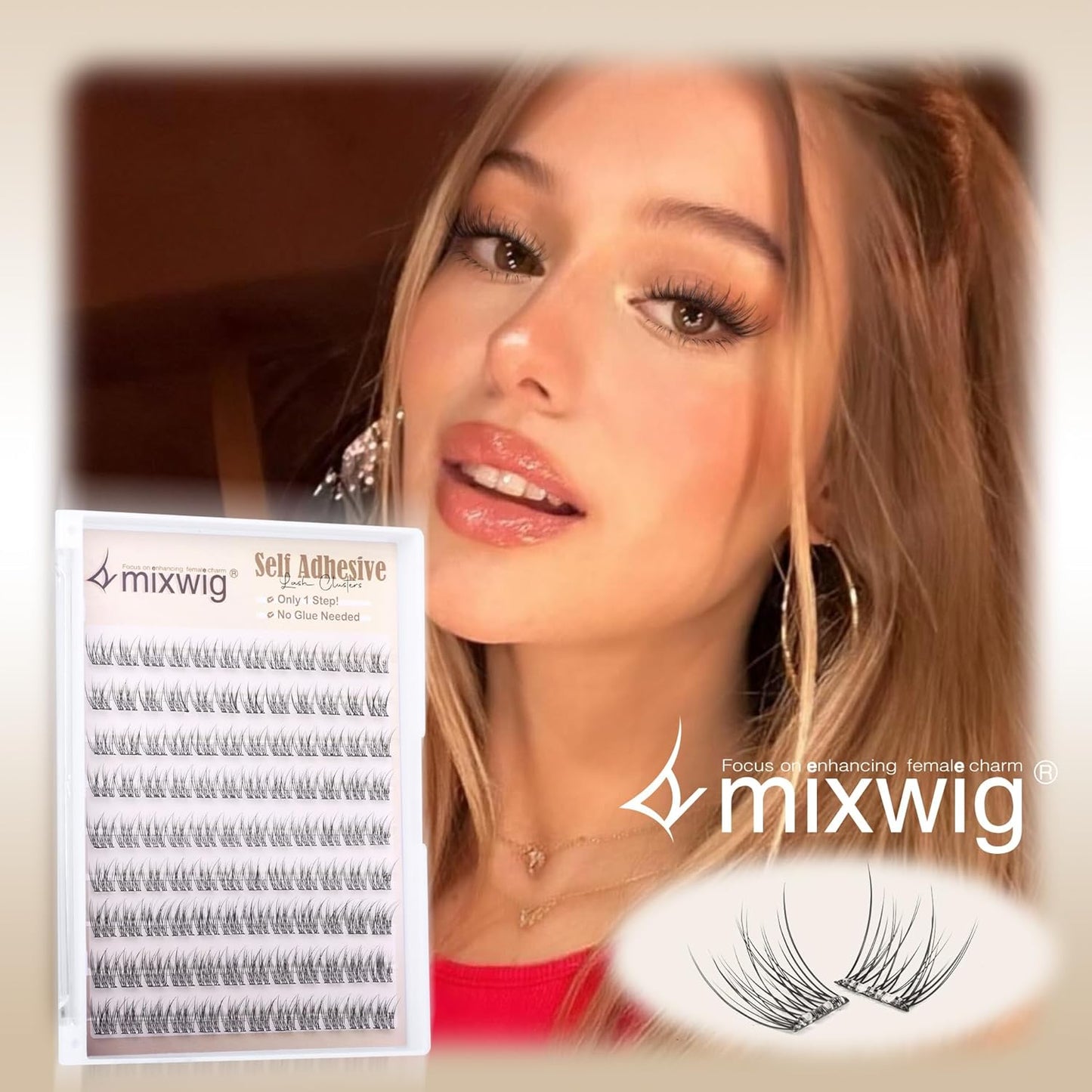 Natural Self Adhesive Lash Clusters Pre Glued Eyelash Clusters Wispy Stick on Lashes Self Adhesive Lashes Clusters Natural Look C-Curly Individual Lashes 9-11MM by Lvmixwig-FemmiqueWomen