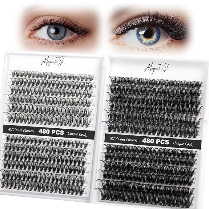 Lash Clusters 480 Clusters 60D 80D Thick Eyelash Extension 30D 40D Individual Eyelashes D Curl 11-20mm False Eyelash Multi-Style DIY Lash Extensions for Beginners(30D-80D-D, 11-20MIX)-FemmiqueWomen