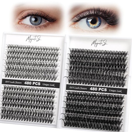 Lash Clusters 480 Clusters 60D 80D Thick Eyelash Extension 30D 40D Individual Eyelashes D Curl 11-20mm False Eyelash Multi-Style DIY Lash Extensions for Beginners(30D-80D-D, 11-20MIX)-FemmiqueWomen
