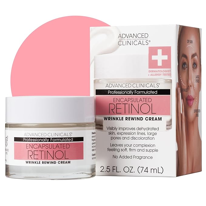 Advanced Clinicals Retinol Cream Face Moisturizer | Encapsulated Retinol Lotion For Face With Ferulic Acid + Vitamin E To Soften Appearance Of Crepey Skin & Look of Fine Lines & Wrinkles, 2.5 Fl Oz-FemmiqueWomen