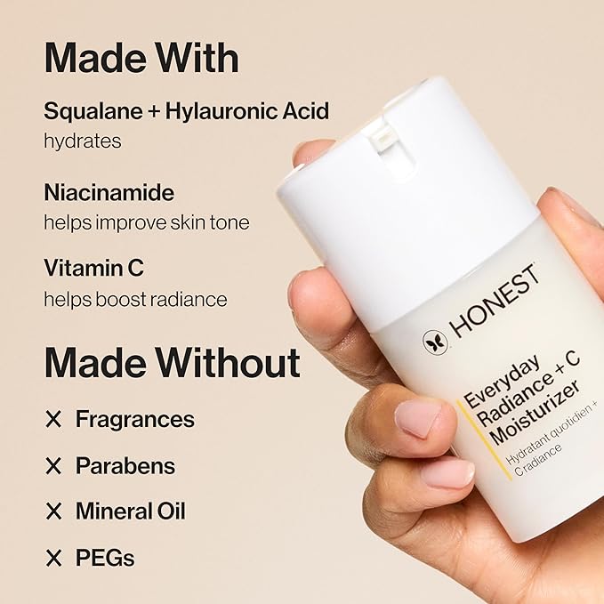 Honest Beauty Everyday Radiance Vitamin C Lightweight Moisturizer | Brightens + Improves Skin Tone | Gentle for Sensitive Skin, Fragrance Free, Vegan | 1.7 fl oz-FemmiqueWomen
