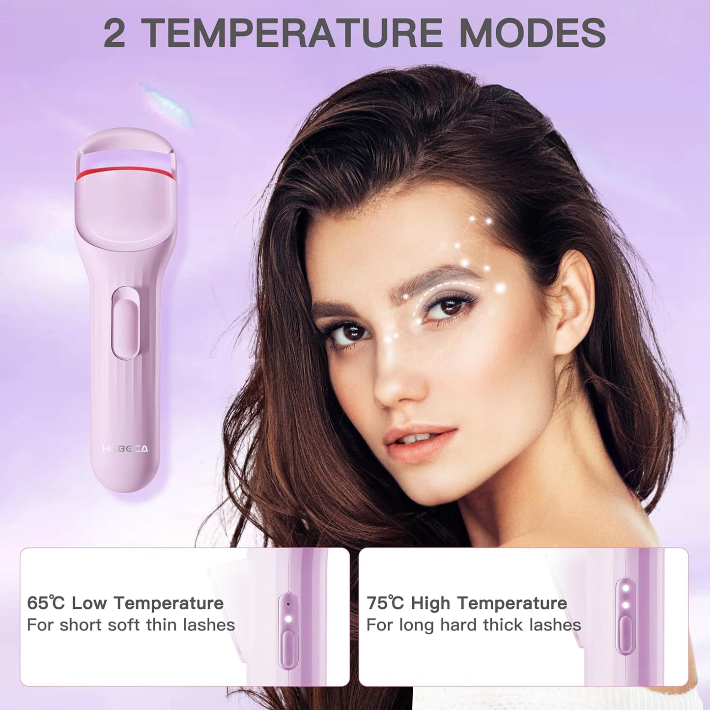 Heated Eyelash Curler Professional - Eye Lashes Curler with Innovative Heating Silicone, Electric Eyelashes Curler with 600mAh Rechargeable Battery EC4001 (Voilet)-FemmiqueWomen