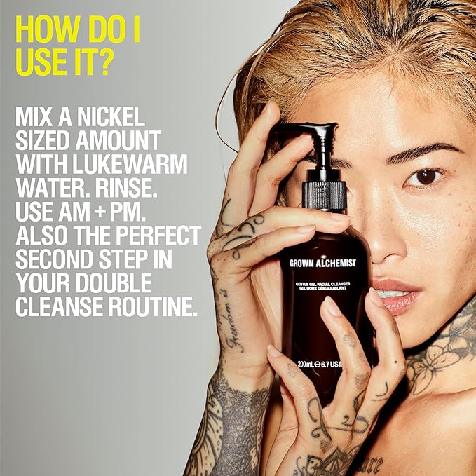 Grown Alchemist Gentle Gel Facial Cleanser with Bergamot and Rosebud. Hydrating Exfoliating Face Wash with Willow Bark, a Salicylic Acid Alternative. Natural Facewash for Men and Women-FemmiqueWomen