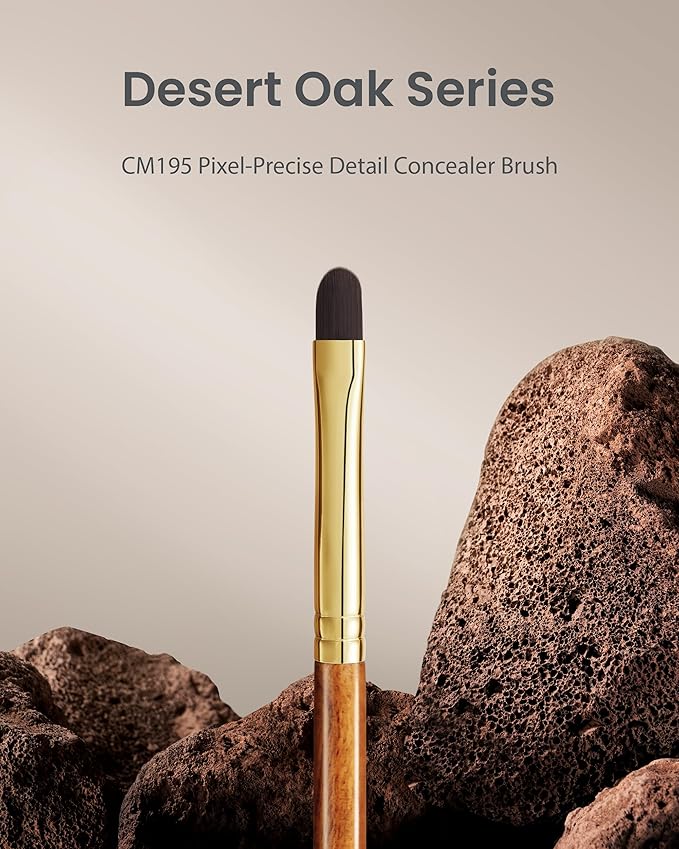 Desert Oak Series Pixel-Precise Detail Concealer Brush - Micro Teardrop Head for Acne Scars & Dark Spots, Sustainable Bubinga Handle (CM 195)-FemmiqueWomen
