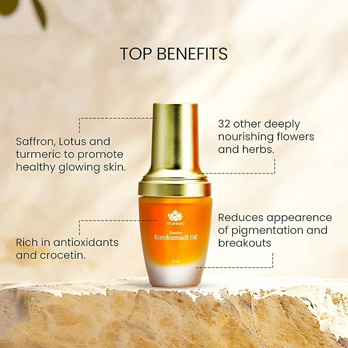 Shankara Kumkumadi Oil with Pure Saffron and Ayurvedic Herbs (Rose Aroma 18ml)-FemmiqueWomen