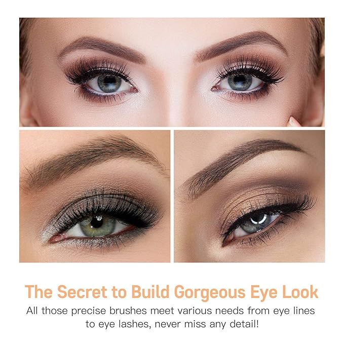 MSQ Eye Makeup Brushes 12pcs Rose Gold Eyeshadow Makeup Brushes Set with Soft Synthetic Hairs & Real Wood Handle for Eyeshadow, Eyebrow, Eyeliner, Blending(without bag)-FemmiqueWomen