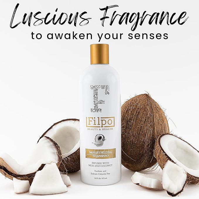 FILPO Coconut Milk Moisturizing Shampoo - Sulfate Free with Coconut Oil and Argan Oil, Clarifying for Natural and Curly Hair Care-FemmiqueWomen