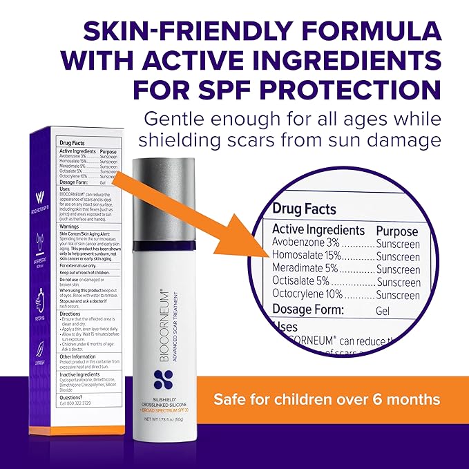 Biocorneum Advanced Scar Treatment with Silishield® & SPF 30 20g – Fast-Drying, Water-Resistant Silicone Scar Gel - Surgeon Recommended Scar Removal for New & Old Scars - Suitable for Children-FemmiqueWomen