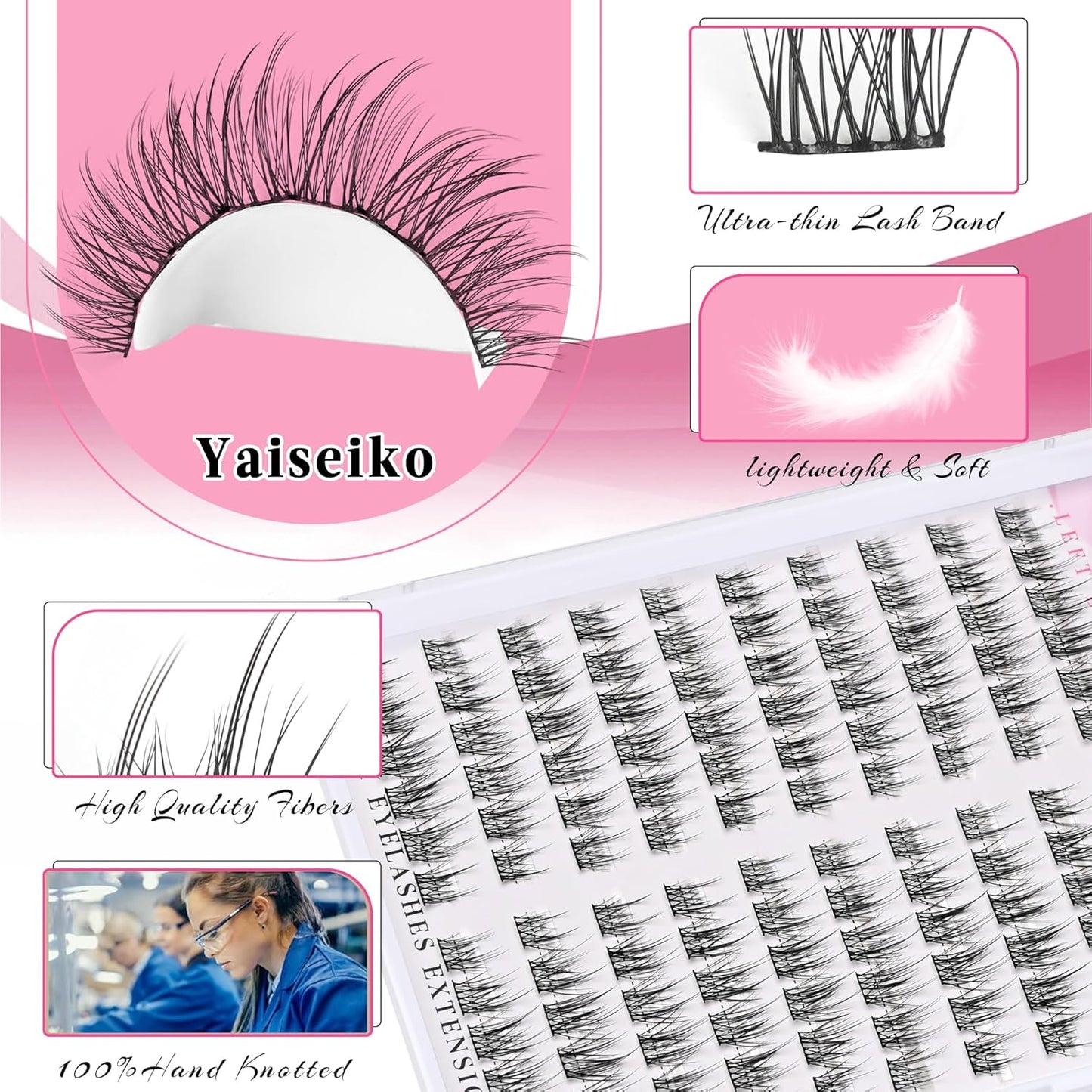 Natural Lash Clusters Wispy DIY Eyelash Clusters 120 pcs Cluster Lash Extensions C Curl Individual Lashes 10-16mm Mix Length Natural Look Lashes Clusters-FemmiqueWomen