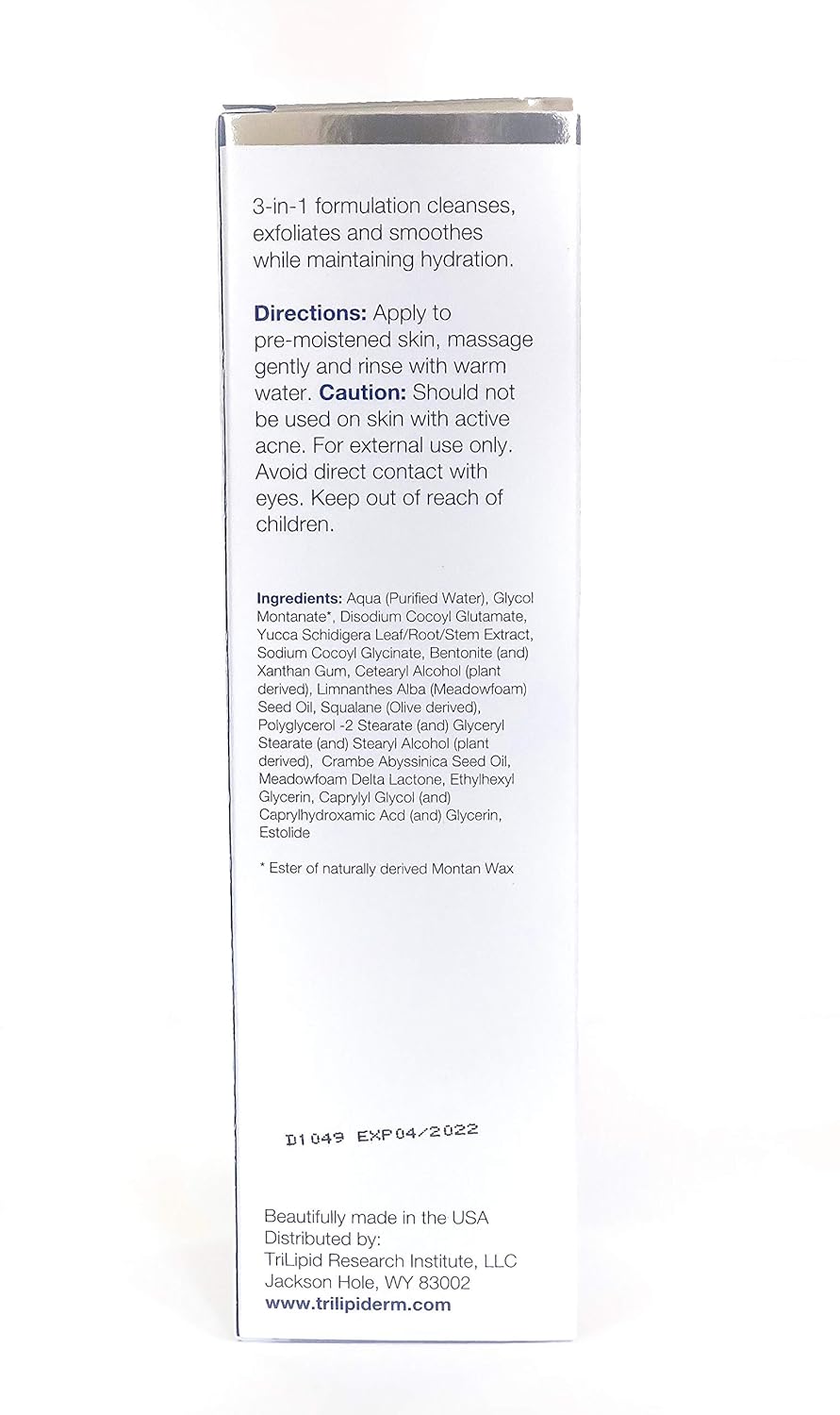 Trilipiderm Hydrating Exfoliant Cleanser – 3-in-1 Face Cleanser, Scrub & Hydrator, Fragrance-Free, Daily Facial Cleanser, Travel Size 3 Ounce Tube-FemmiqueWomen