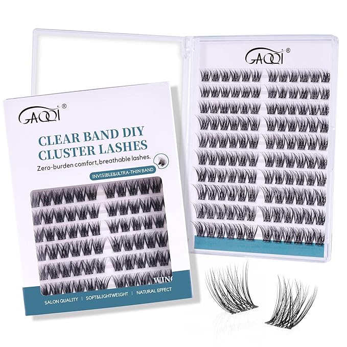 GAQQI Lash Clusters Volume & Wispy Eyelash Clusters 10-14mm Cluster Lashes 120PCS, Cluster Eyelash Extensions C Curl, Ultra-thin & Soft Clear Band False Lashes Wide Band (WING)-FemmiqueWomen