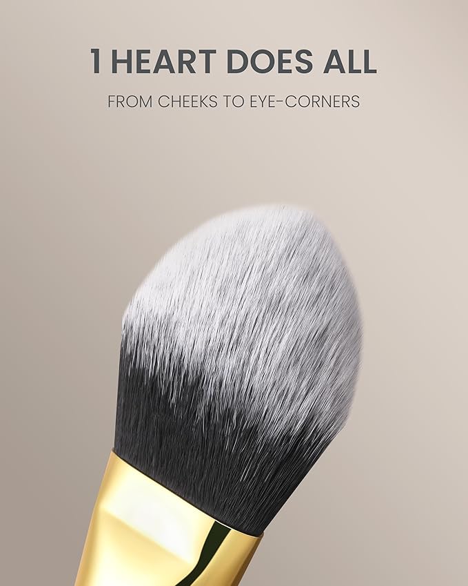 Desert Oak Series BloomFluff Powder Brush - 45mm Giant Heart-Shaped Face Brush for Setting Powder & Bronzer, Luxury Bubinga Handle (CM 196)-FemmiqueWomen