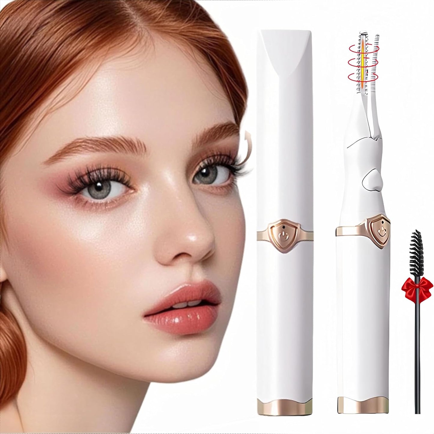 Heated Eyelash Curler, 2-in-1 Clip-Type Design, 3 Temperature Modes, USB Rechargeable Electric Eyelash Curler, Natural Curling 24H Long-Lasting Curl, Gift for Women & Girls, Beige-DA-FemmiqueWomen